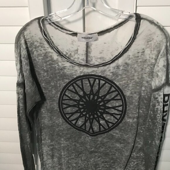 Soulcycle gray burn out long sleeve tee, S - Picture 3 of 6